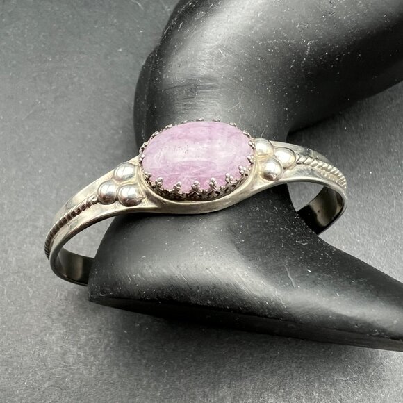 Relios Carolyn Pollack Amethyst Sterling Cuff Bracelet Bezel Set Southwestern - Picture 10 of 10